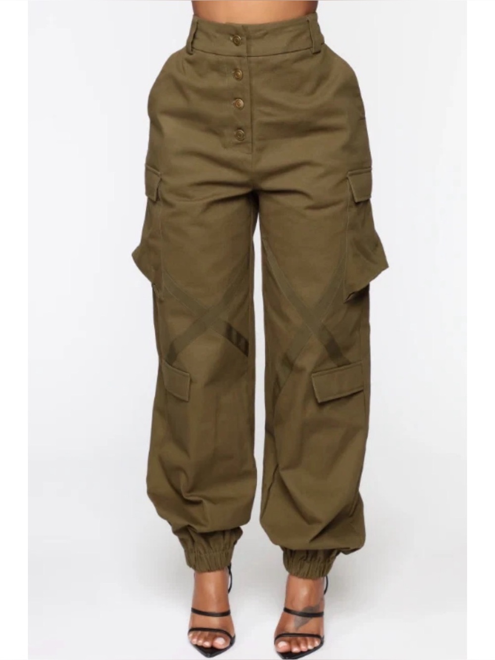 Fashion Nova Amelia Oversized Cargo Pants - Olive - 1X